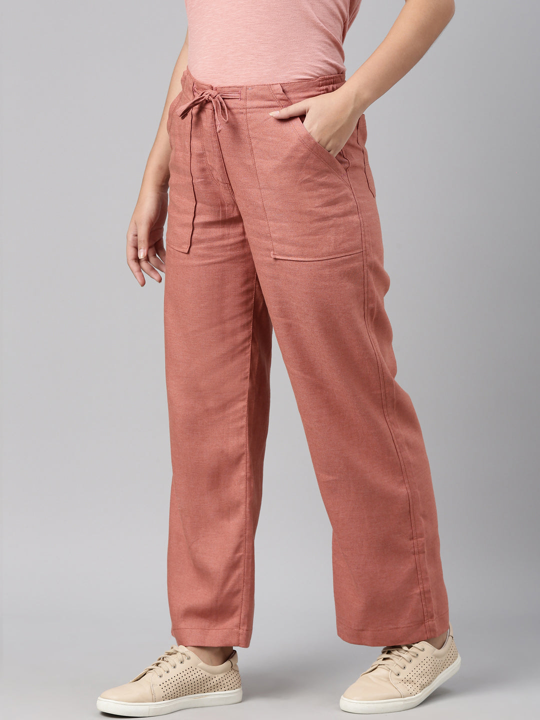 Buy Go Colors Beige Formal Trousers Online